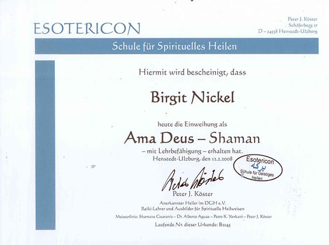 Hypnosestudio-Potsdam - Zertifikat Amadeus Shaman Zertifikat Amadeus Shaman