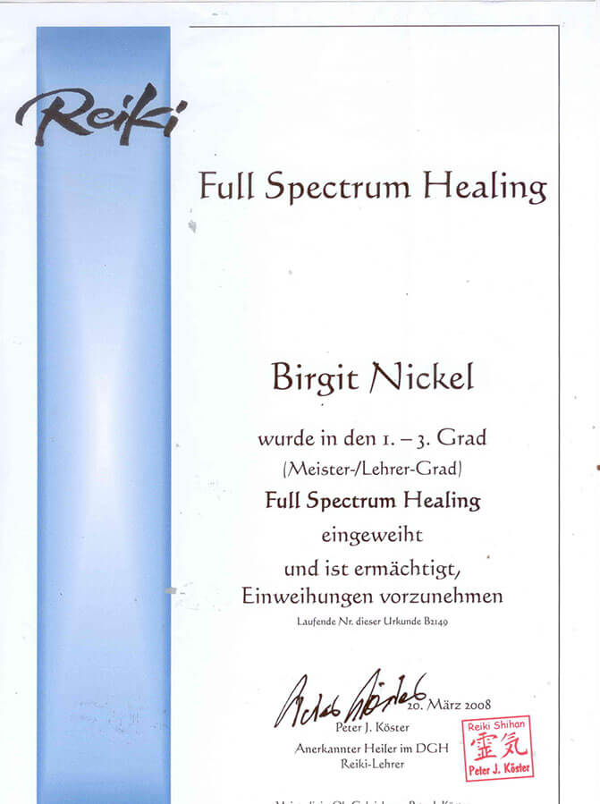 Hypnosestudio-Potsdam - Zertifikat Fullspectrum Healing Zertifikat Fullspectrum Healing